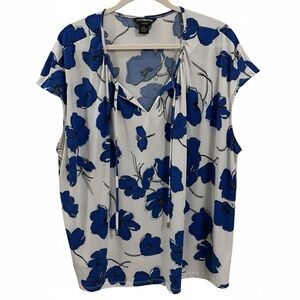 Liz Claiborne Blue and White Floral Blouse